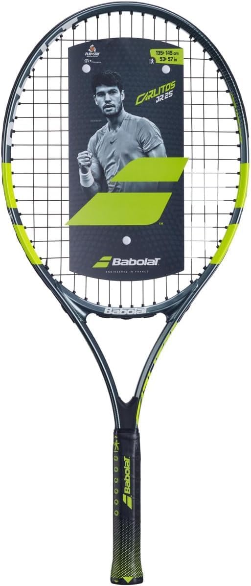 Carlitos Junior 25 Inch Tennis Racquet, Grey/Yellow