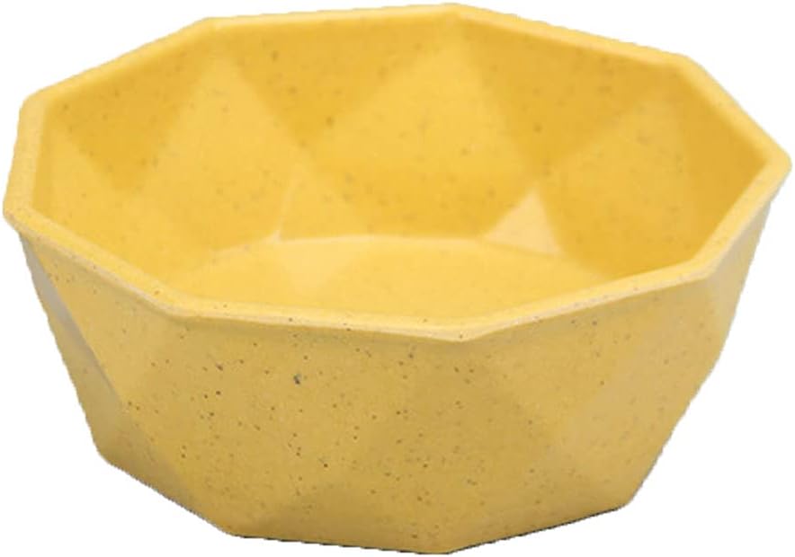 Dish for Dog and Cat (Pets) for Water and Food Made of Bamboo Plastic Fiber (ecological) Kibble and Liquid Dispenser for Pets (Yellow)