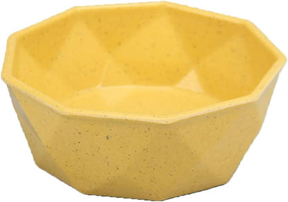 Dish for Dog and Cat (Pets) for Water and Food Made of Bamboo Plastic Fiber (ecological) Kibble and Liquid Dispenser for Pets (Yellow)
