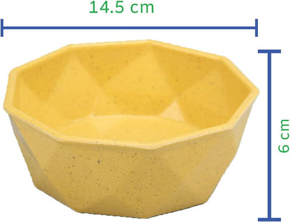 Dish for Dog and Cat (Pets) for Water and Food Made of Bamboo Plastic Fiber (ecological) Kibble and Liquid Dispenser for Pets (Yellow)