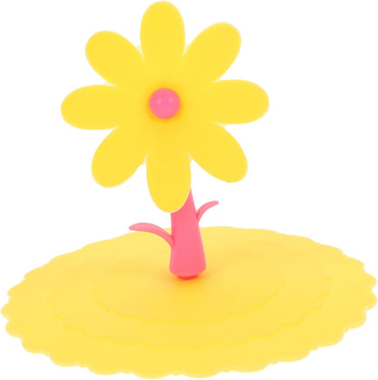 1pc Silicone Flower Shape Cup Lid Cover Leakage Light Yellow Chrysanthemum Design for Freshness and Cleanliness for Drinks Mugs and Cups