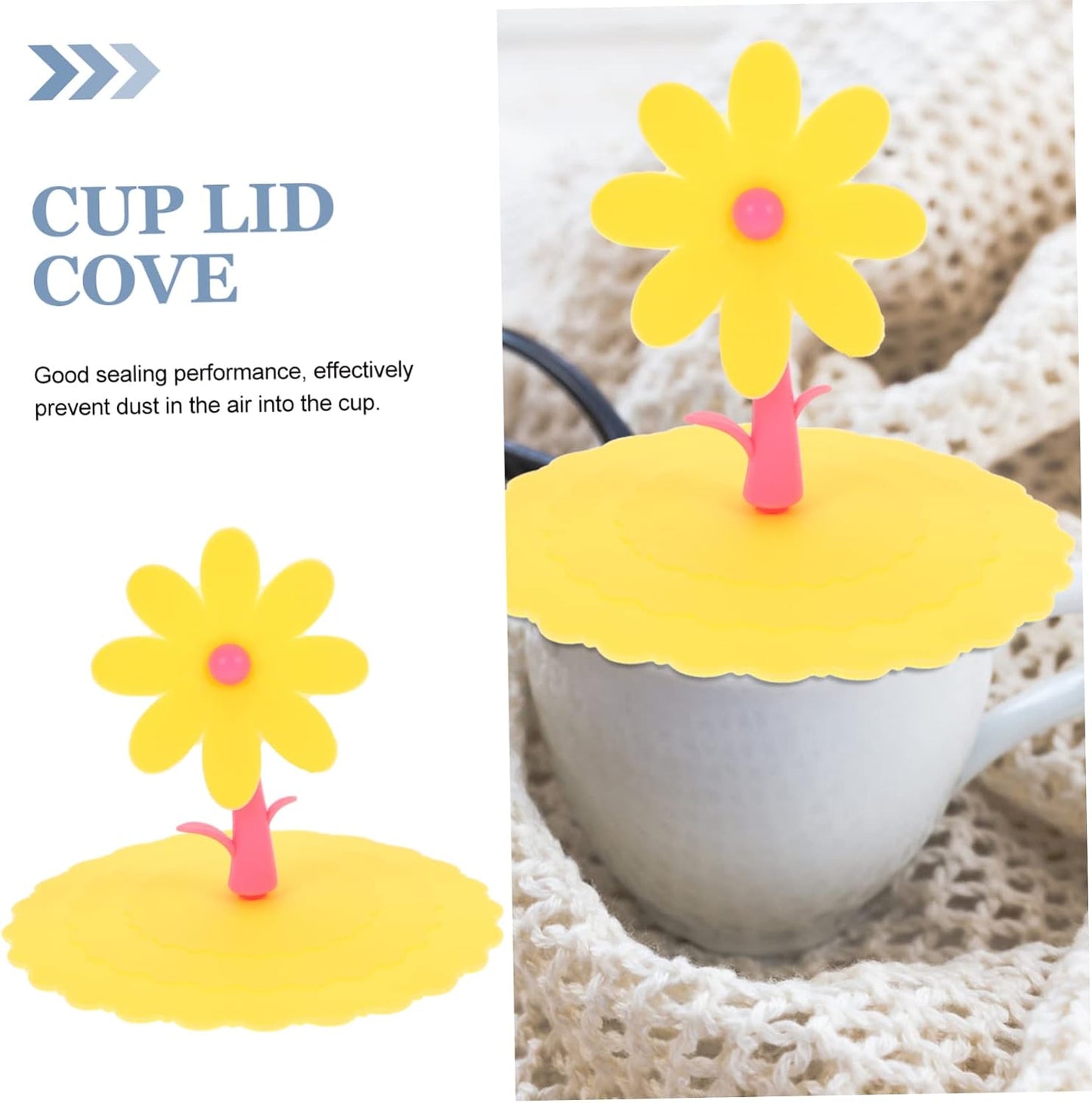 1pc Silicone Flower Shape Cup Lid Cover Leakage Light Yellow Chrysanthemum Design for Freshness and Cleanliness for Drinks Mugs and Cups