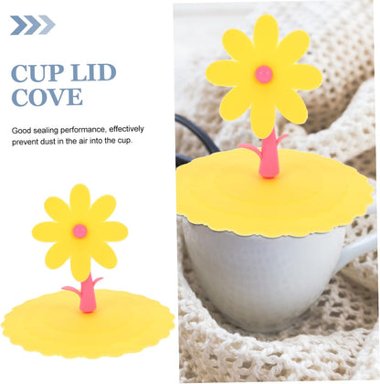 1pc Silicone Flower Shape Cup Lid Cover Leakage Light Yellow Chrysanthemum Design for Freshness and Cleanliness for Drinks Mugs and Cups