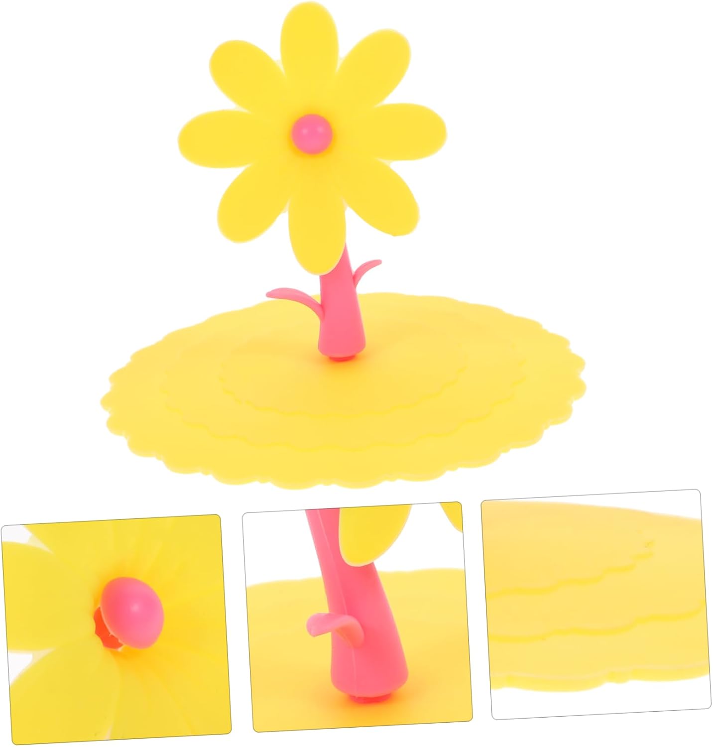 1pc Silicone Flower Shape Cup Lid Cover Leakage Light Yellow Chrysanthemum Design for Freshness and Cleanliness for Drinks Mugs and Cups
