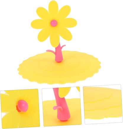 1pc Silicone Flower Shape Cup Lid Cover Leakage Light Yellow Chrysanthemum Design for Freshness and Cleanliness for Drinks Mugs and Cups