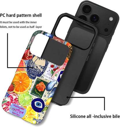 Case Compatible with iPhone 17 Pro,Scratch Resistant Shockproof Cases for Girl Women,Fruit Lemon European Summer Collage