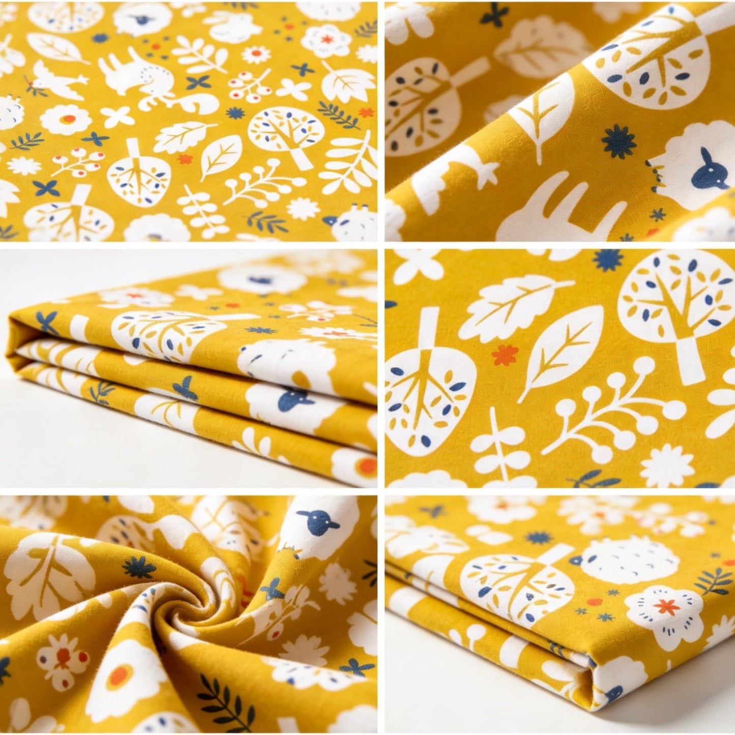 5x5 inch Yellow Floral Precut Fabric Squares - 42 pcs 100% Cotton Quilt Squares for Quilting, Home Decor & Handmade Craft Projects