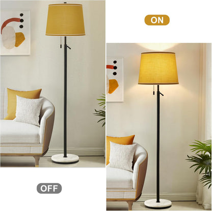Lamp Shades Set of 2, Drum Lampshades, Lampshade 10 Inches Height, Lampshades for Table Lamp, Floor Lamp, Pendant Light, Yellow & White, Lamp Shade Harp Holder Included