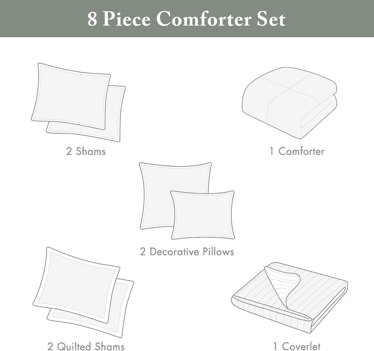 Marina Comforter Quilt Combo Set - Modern Luxury Design, All Season Down Alternative Bedding, Matching Shams, Decorative Pillows, Full/Queen(90"x90"), Yellow 8 Piece