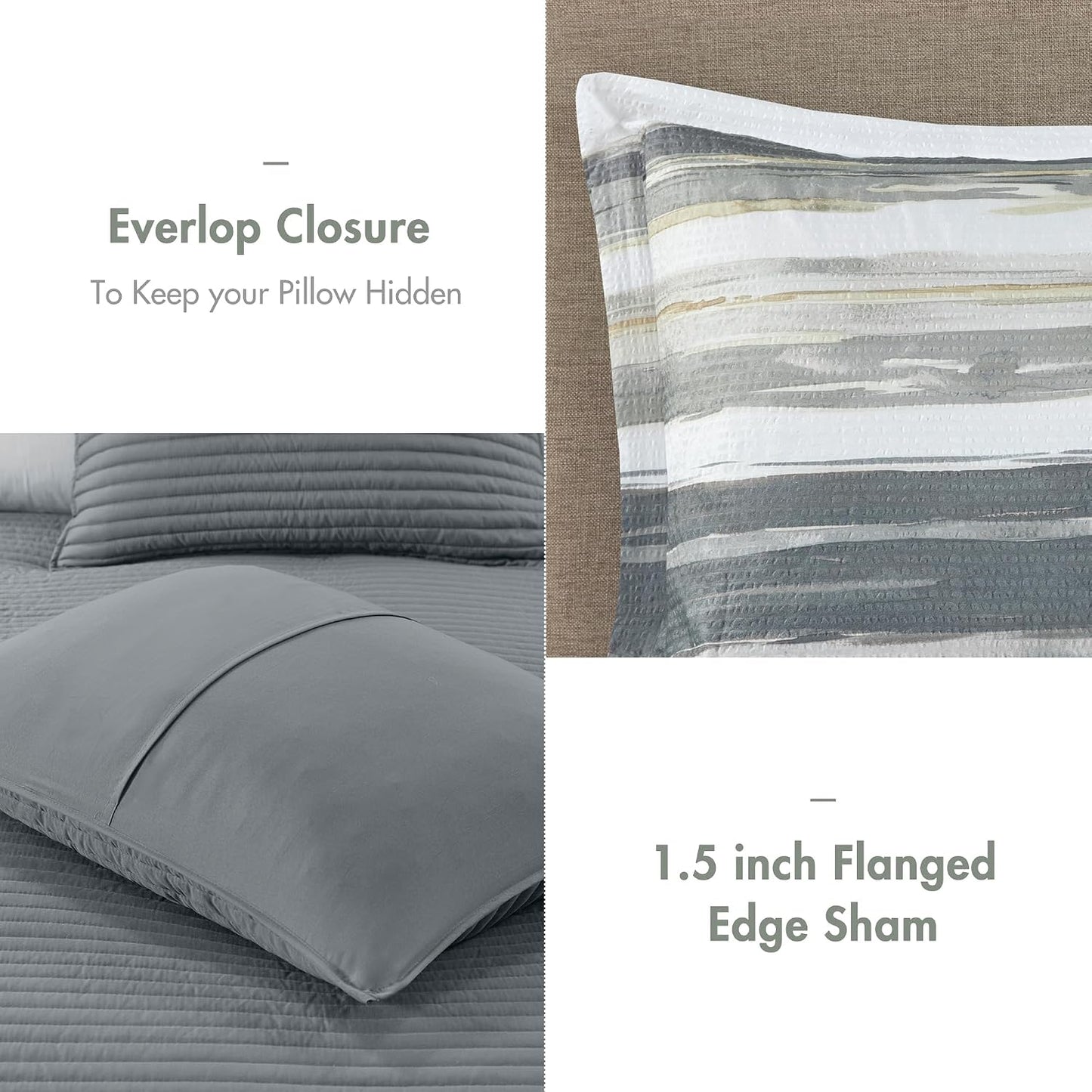 Marina Comforter Quilt Combo Set - Modern Luxury Design, All Season Down Alternative Bedding, Matching Shams, Decorative Pillows, Full/Queen(90"x90"), Yellow 8 Piece