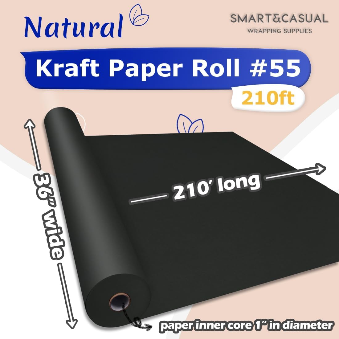 36" x 2,520" (210') Lemon Yellow Kraft Craft Paper Roll for Gift Wrapping Bulletin Board Bouquet Flower Art Packing Parcel Table Covering 80GSM 55LB (Lemon Yellow, 36" x 210')