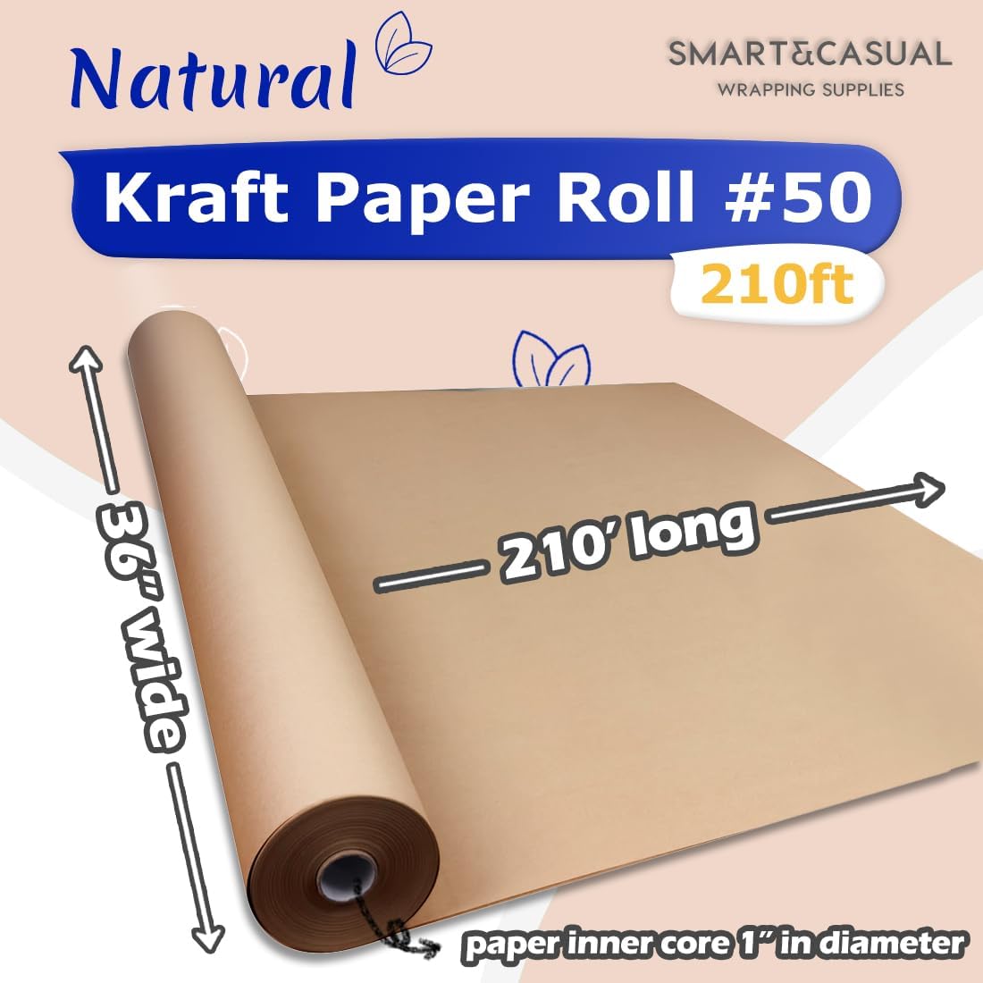 36" x 2,520" (210') Lemon Yellow Kraft Craft Paper Roll for Gift Wrapping Bulletin Board Bouquet Flower Art Packing Parcel Table Covering 80GSM 55LB (Lemon Yellow, 36" x 210')
