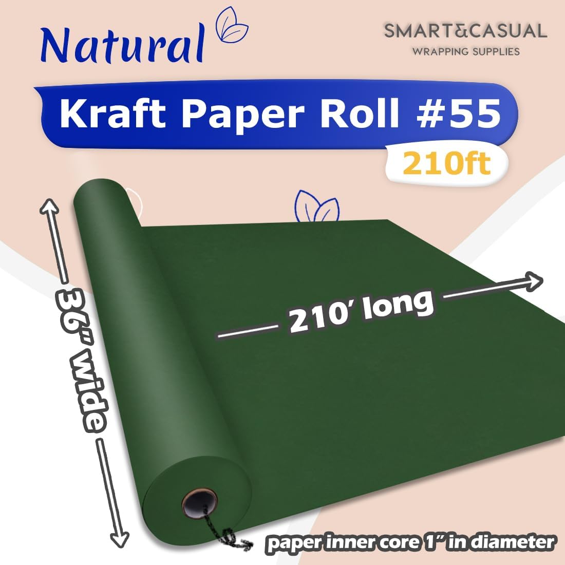 36" x 2,520" (210') Lemon Yellow Kraft Craft Paper Roll for Gift Wrapping Bulletin Board Bouquet Flower Art Packing Parcel Table Covering 80GSM 55LB (Lemon Yellow, 36" x 210')