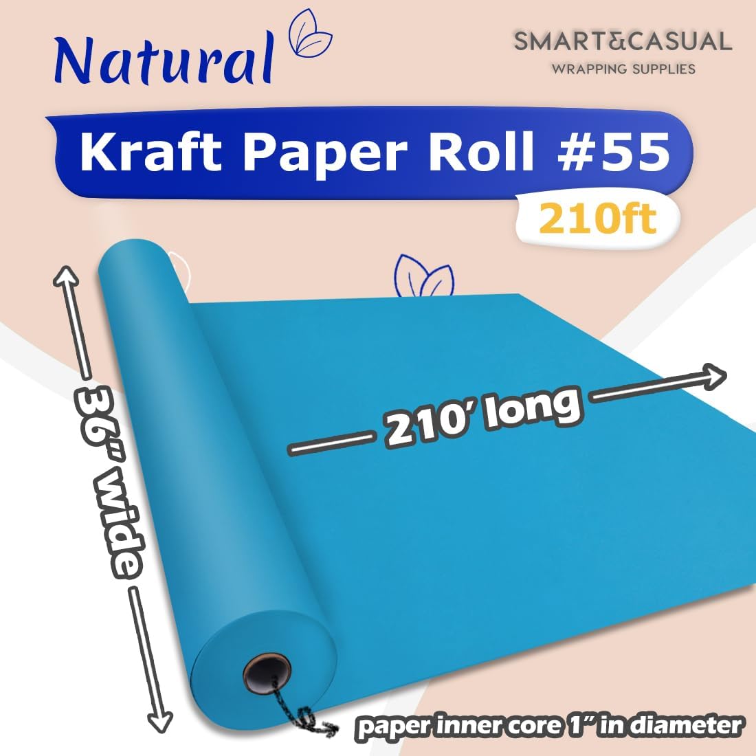 36" x 2,520" (210') Lemon Yellow Kraft Craft Paper Roll for Gift Wrapping Bulletin Board Bouquet Flower Art Packing Parcel Table Covering 80GSM 55LB (Lemon Yellow, 36" x 210')