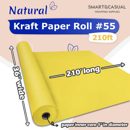 36" x 2,520" (210') Lemon Yellow Kraft Craft Paper Roll for Gift Wrapping Bulletin Board Bouquet Flower Art Packing Parcel Table Covering 80GSM 55LB (Lemon Yellow, 36" x 210')