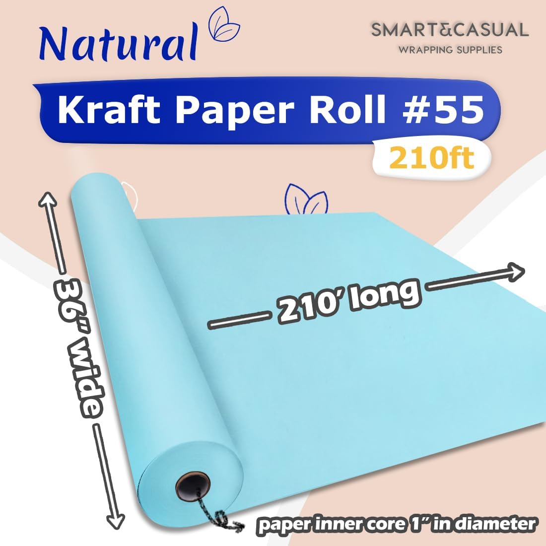 36" x 2,520" (210') Lemon Yellow Kraft Craft Paper Roll for Gift Wrapping Bulletin Board Bouquet Flower Art Packing Parcel Table Covering 80GSM 55LB (Lemon Yellow, 36" x 210')