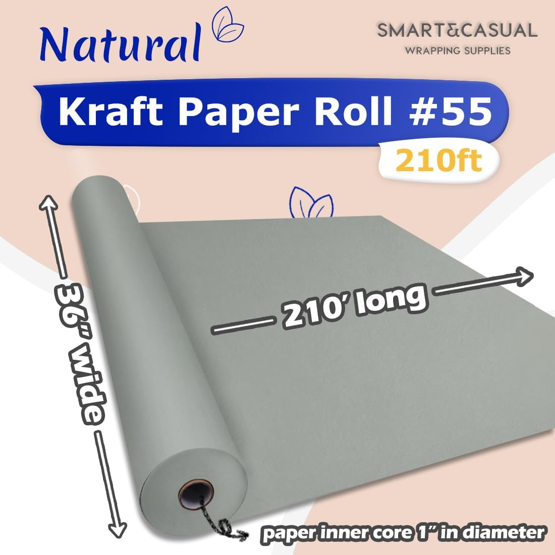 36" x 2,520" (210') Lemon Yellow Kraft Craft Paper Roll for Gift Wrapping Bulletin Board Bouquet Flower Art Packing Parcel Table Covering 80GSM 55LB (Lemon Yellow, 36" x 210')