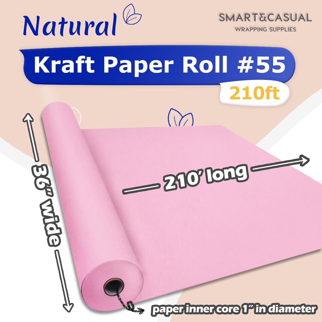 36" x 2,520" (210') Lemon Yellow Kraft Craft Paper Roll for Gift Wrapping Bulletin Board Bouquet Flower Art Packing Parcel Table Covering 80GSM 55LB (Lemon Yellow, 36" x 210')