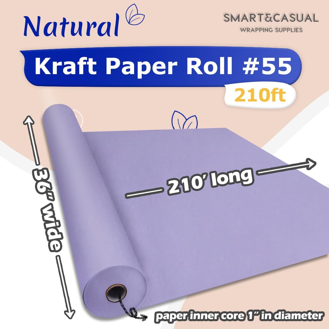 36" x 2,520" (210') Lemon Yellow Kraft Craft Paper Roll for Gift Wrapping Bulletin Board Bouquet Flower Art Packing Parcel Table Covering 80GSM 55LB (Lemon Yellow, 36" x 210')