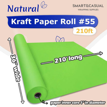 36" x 2,520" (210') Lemon Yellow Kraft Craft Paper Roll for Gift Wrapping Bulletin Board Bouquet Flower Art Packing Parcel Table Covering 80GSM 55LB (Lemon Yellow, 36" x 210')
