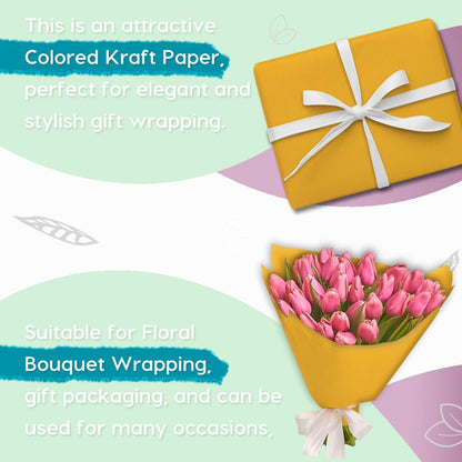 36" x 2,520" (210') Lemon Yellow Kraft Craft Paper Roll for Gift Wrapping Bulletin Board Bouquet Flower Art Packing Parcel Table Covering 80GSM 55LB (Lemon Yellow, 36" x 210')