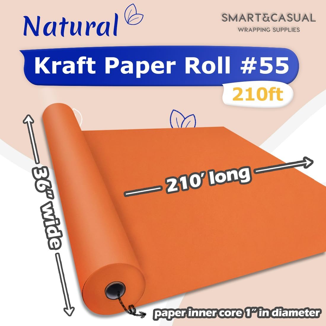 36" x 2,520" (210') Lemon Yellow Kraft Craft Paper Roll for Gift Wrapping Bulletin Board Bouquet Flower Art Packing Parcel Table Covering 80GSM 55LB (Lemon Yellow, 36" x 210')