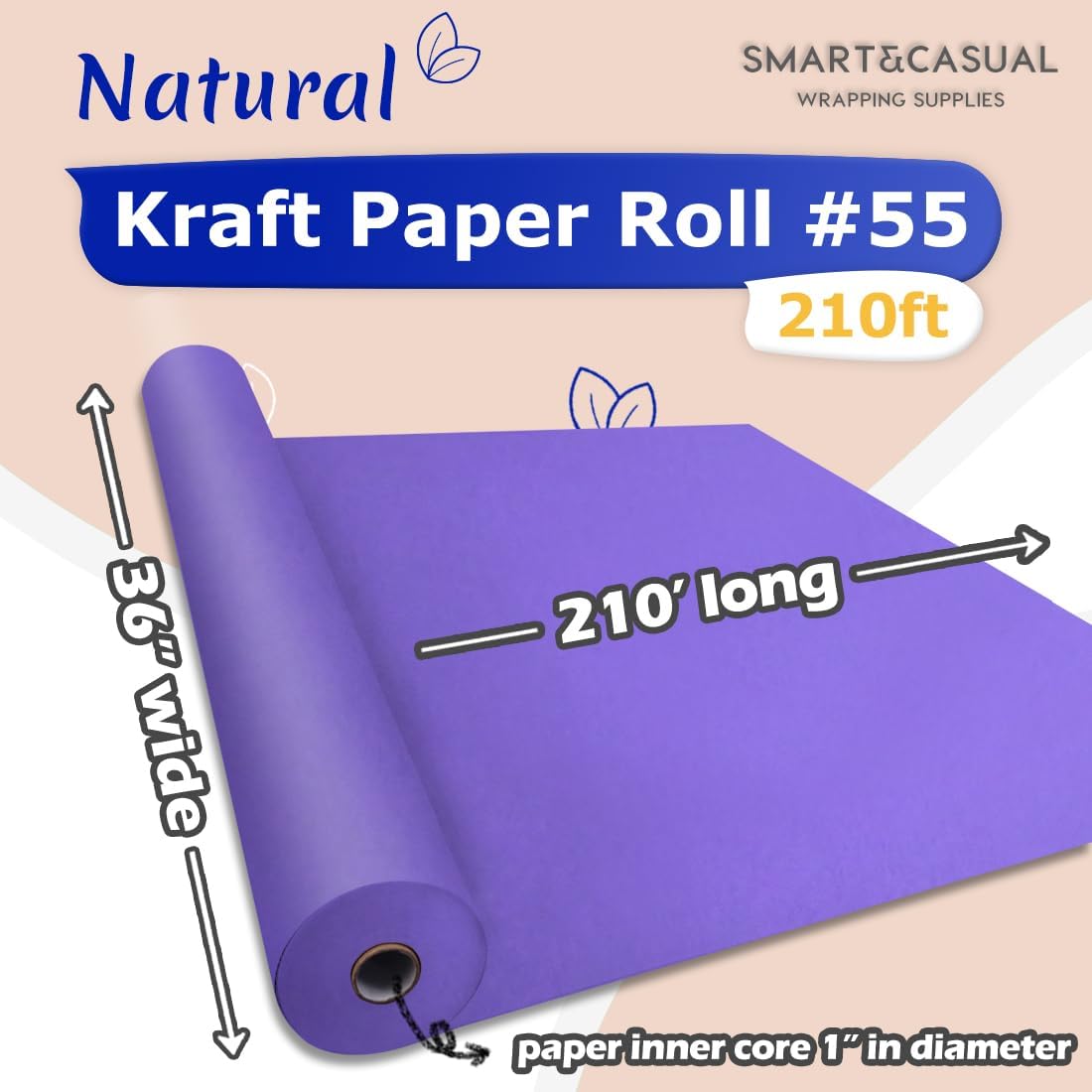 36" x 2,520" (210') Lemon Yellow Kraft Craft Paper Roll for Gift Wrapping Bulletin Board Bouquet Flower Art Packing Parcel Table Covering 80GSM 55LB (Lemon Yellow, 36" x 210')