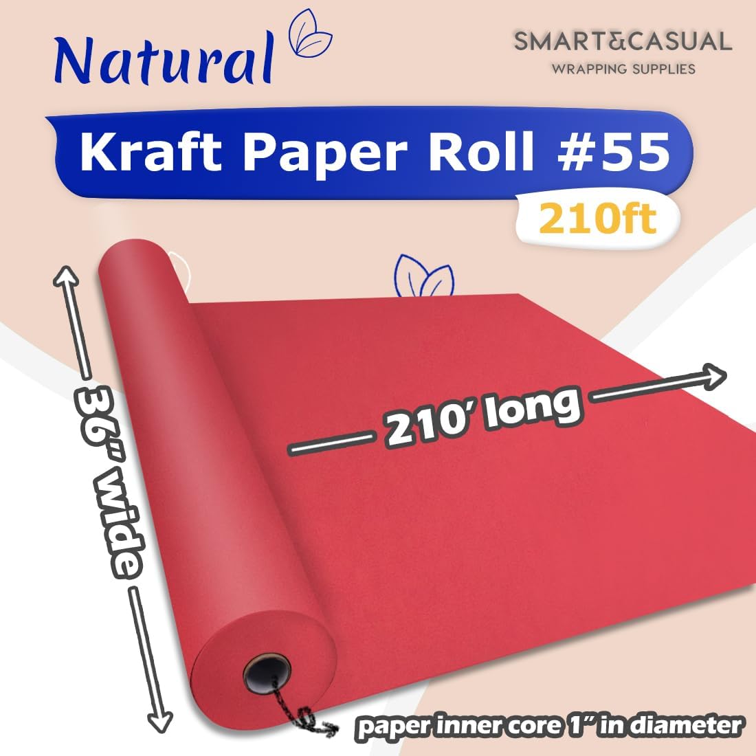 36" x 2,520" (210') Lemon Yellow Kraft Craft Paper Roll for Gift Wrapping Bulletin Board Bouquet Flower Art Packing Parcel Table Covering 80GSM 55LB (Lemon Yellow, 36" x 210')
