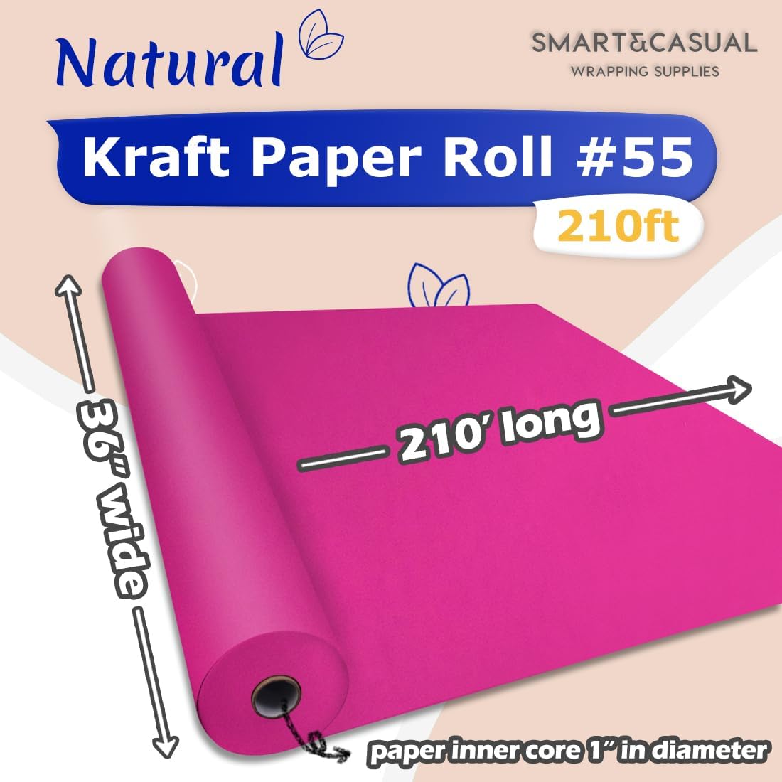 36" x 2,520" (210') Lemon Yellow Kraft Craft Paper Roll for Gift Wrapping Bulletin Board Bouquet Flower Art Packing Parcel Table Covering 80GSM 55LB (Lemon Yellow, 36" x 210')