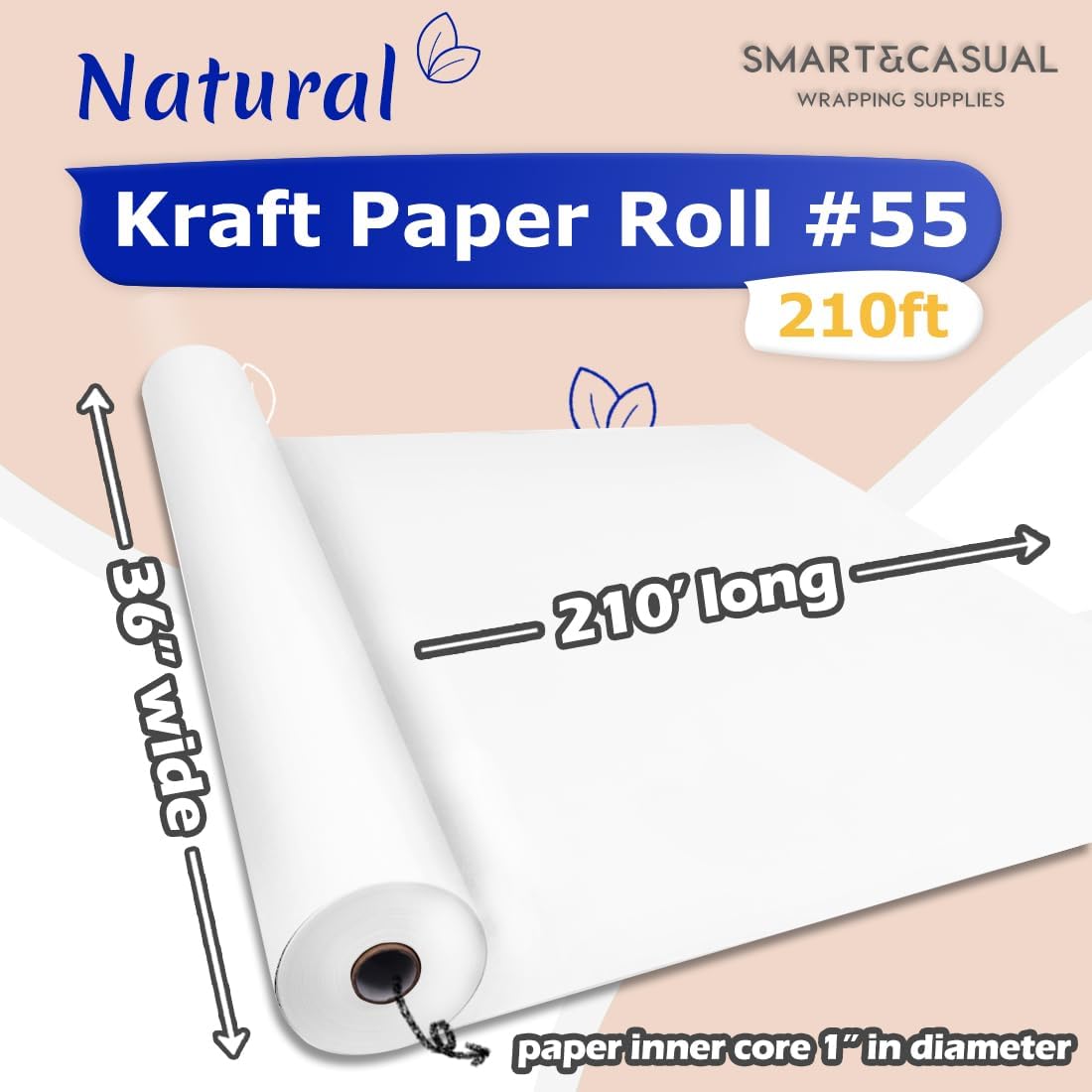 36" x 2,520" (210') Lemon Yellow Kraft Craft Paper Roll for Gift Wrapping Bulletin Board Bouquet Flower Art Packing Parcel Table Covering 80GSM 55LB (Lemon Yellow, 36" x 210')
