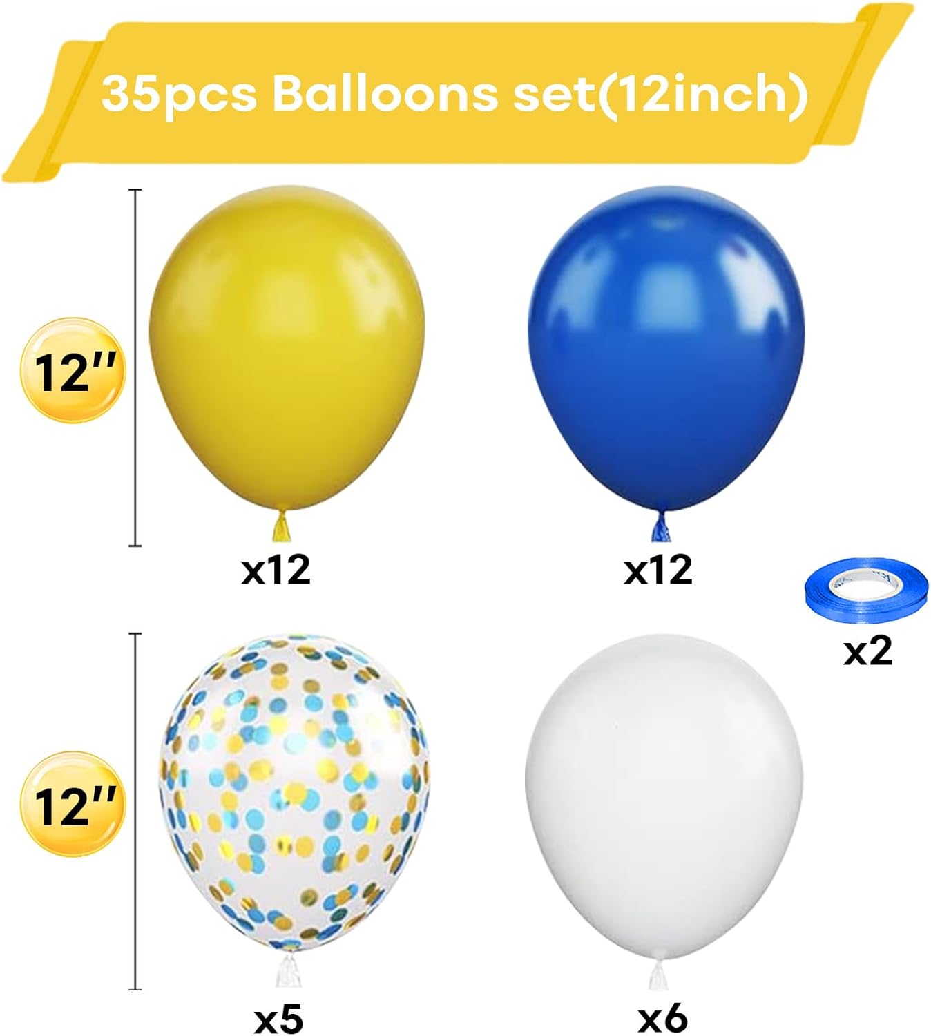 Sunflower Yellow Gold Balloons - 12 Inch Sunflower Bee Theme with Metallic Gold Confetti Balloon for Kids Birthday Baby Shower Party Decorations