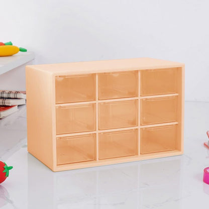 Desk Organizers Box with 9 Compartments – Plastic Desktop Drawer Storage Box, Storing Organizer for Hardware, Beads, Makeup, Office, and Craft Storagew(Yellow)