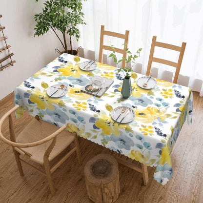 Spring Yellow Floral Tablecloths Flowers Polyester Rectangle Table Cloth Washable Seasonal Tabletop for Kitchen Dinning Party Outdoor Picnic 54 x 72 Inch Tablecloths