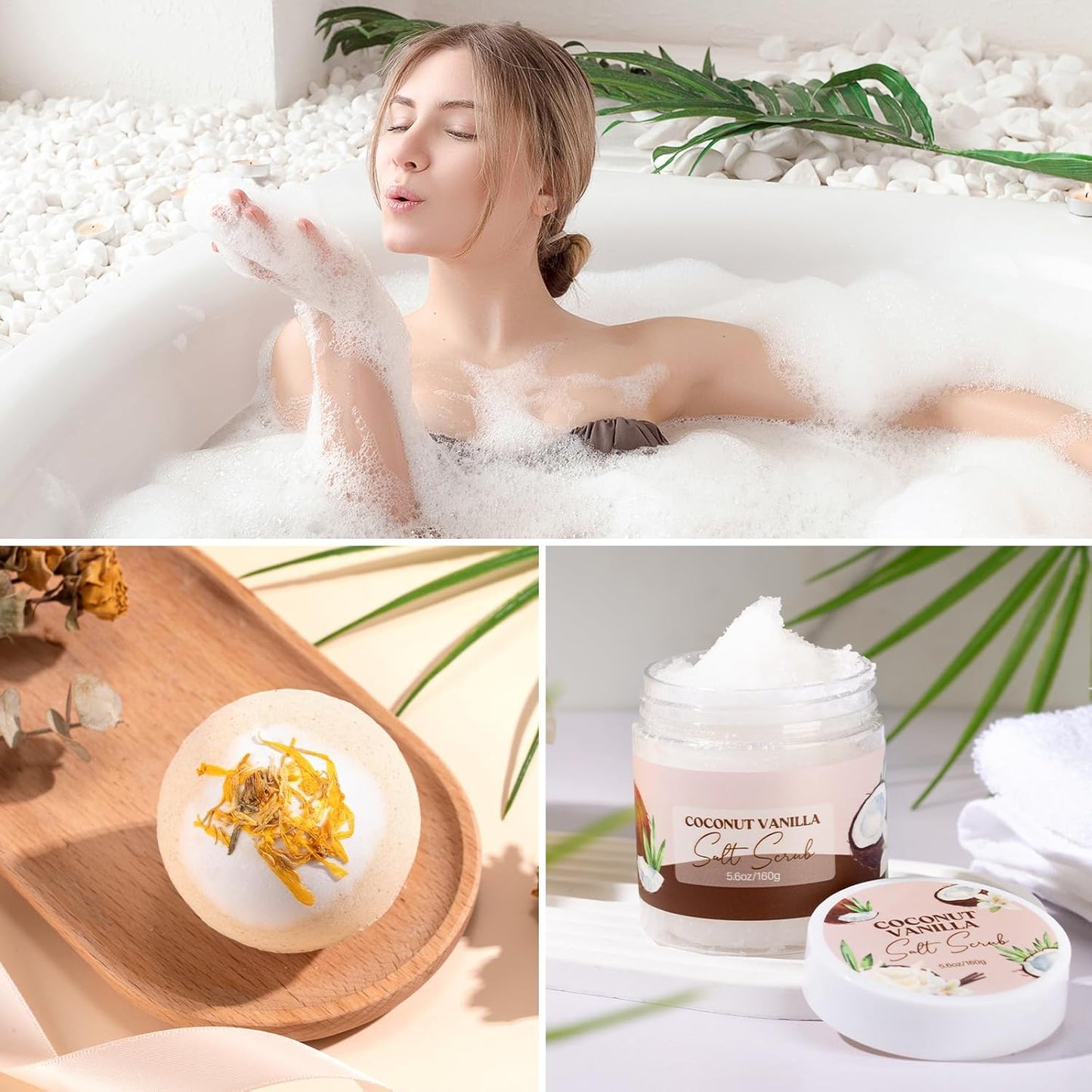 Birthday Gifts for Women, Relaxing Spa Gift Baskets for Women, Warm Vanilla Self Care Package Gifts, Mothers Day Bath and Body Inspirational Gift Set for Mom, Her, Wife, Best Friend, Sister, Coworker