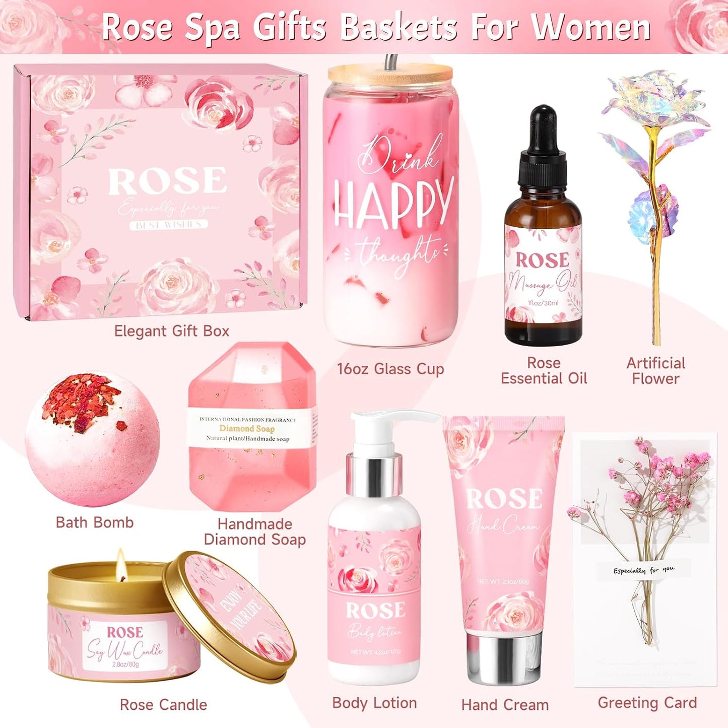 Birthday Gifts for Women, Relaxing Spa Gift Baskets for Women, Warm Vanilla Self Care Package Gifts, Mothers Day Bath and Body Inspirational Gift Set for Mom, Her, Wife, Best Friend, Sister, Coworker