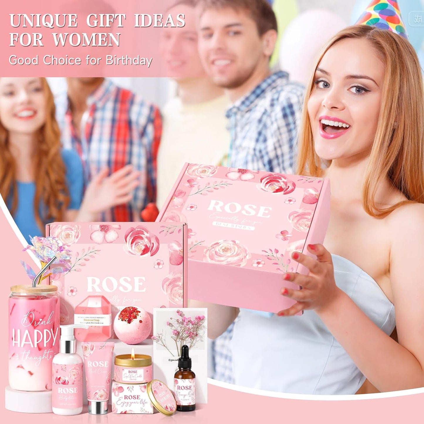 Birthday Gifts for Women, Relaxing Spa Gift Baskets for Women, Warm Vanilla Self Care Package Gifts, Mothers Day Bath and Body Inspirational Gift Set for Mom, Her, Wife, Best Friend, Sister, Coworker