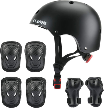Kids Bike Skateboard Helmet Pad Set,Toddler Cyling Protective Gear Knee & Elbow Pads Wrist Guards for 5-8-10-12-14-16 Years Girls Boys Bicycle Scooter Roller Skate Inline Skating Rollerblading