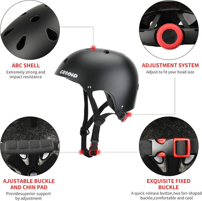 Kids Bike Skateboard Helmet Pad Set,Toddler Cyling Protective Gear Knee & Elbow Pads Wrist Guards for 5-8-10-12-14-16 Years Girls Boys Bicycle Scooter Roller Skate Inline Skating Rollerblading