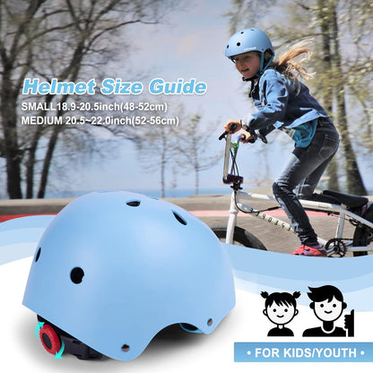 Kids Bike Skateboard Helmet Pad Set,Toddler Cyling Protective Gear Knee & Elbow Pads Wrist Guards for 5-8-10-12-14-16 Years Girls Boys Bicycle Scooter Roller Skate Inline Skating Rollerblading