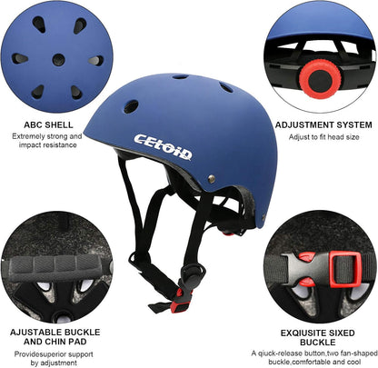 Kids Bike Skateboard Helmet Pad Set,Toddler Cyling Protective Gear Knee & Elbow Pads Wrist Guards for 5-8-10-12-14-16 Years Girls Boys Bicycle Scooter Roller Skate Inline Skating Rollerblading