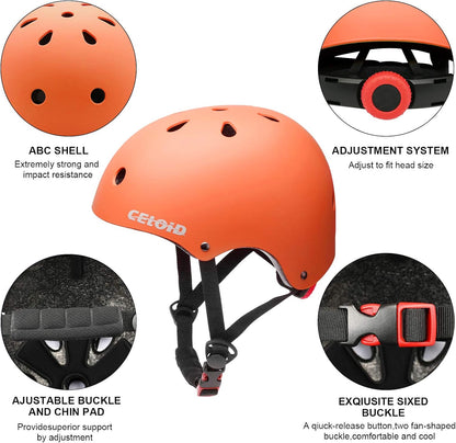 Kids Bike Skateboard Helmet Pad Set,Toddler Cyling Protective Gear Knee & Elbow Pads Wrist Guards for 5-8-10-12-14-16 Years Girls Boys Bicycle Scooter Roller Skate Inline Skating Rollerblading