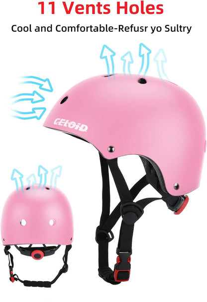 Kids Bike Skateboard Helmet Pad Set,Toddler Cyling Protective Gear Knee & Elbow Pads Wrist Guards for 5-8-10-12-14-16 Years Girls Boys Bicycle Scooter Roller Skate Inline Skating Rollerblading