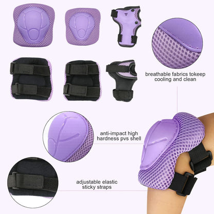Kids Bike Skateboard Helmet Pad Set,Toddler Cyling Protective Gear Knee & Elbow Pads Wrist Guards for 5-8-10-12-14-16 Years Girls Boys Bicycle Scooter Roller Skate Inline Skating Rollerblading