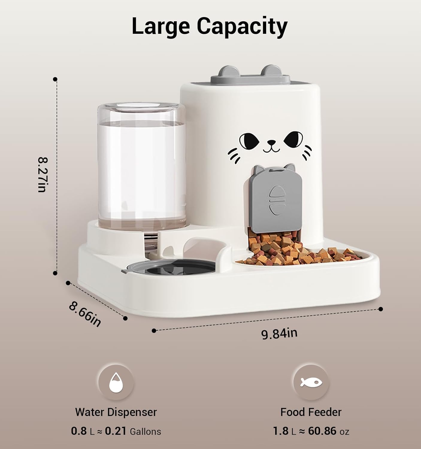Gravity Cat Feeder, 2-in-1 Gravity Cat Food and Water Dispenser, Small Food Water Dispenser Set with Funny Cat Stick for Small Pets Cats Dogs Puppy Kitten, Easy to Clean
