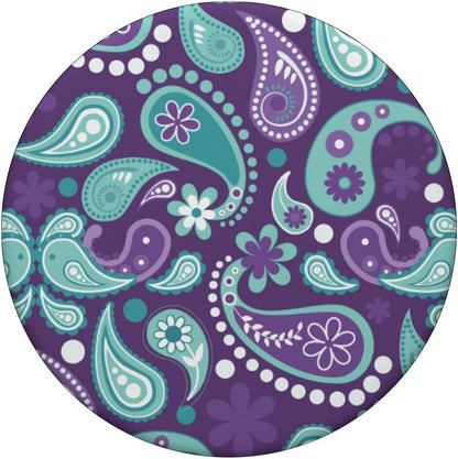 Paisley Flowered Pattern Artistic Purple Lilac Teal Turquois PopSockets PopGrip: Swappable Grip for Phones & Tablets PopSockets Adhesive PopGrip