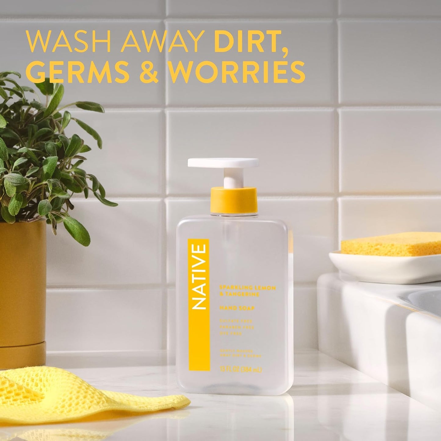 Liquid Hand Soap, Sparkling Lemon & Tangerine Scent, Non-Drying Formula for Soft, Smooth Hands, Made with Plant-Based Cleansers, Sulfate & Paraben Free, 13 oz Bottle