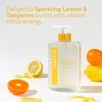 Liquid Hand Soap, Sparkling Lemon & Tangerine Scent, Non-Drying Formula for Soft, Smooth Hands, Made with Plant-Based Cleansers, Sulfate & Paraben Free, 13 oz Bottle