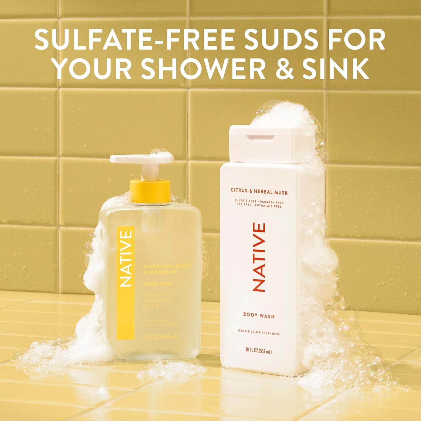 Liquid Hand Soap, Sparkling Lemon & Tangerine Scent, Non-Drying Formula for Soft, Smooth Hands, Made with Plant-Based Cleansers, Sulfate & Paraben Free, 13 oz Bottle