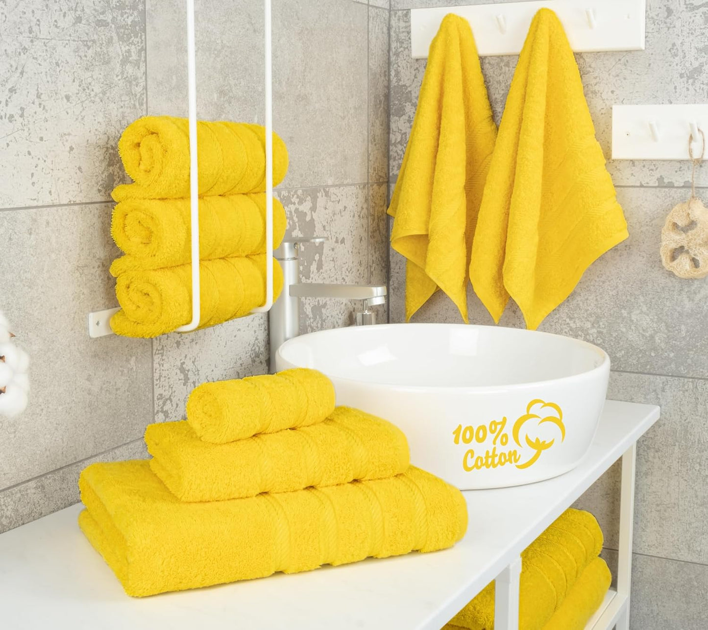 100% Cotton Luxury Turkish Towels, 6 Piece Towel Set | Soft Absorbent Quick Dry OEKO Tex Standard 100 Certificated Durable Machine Washable Breathable Premium Hotel Quality