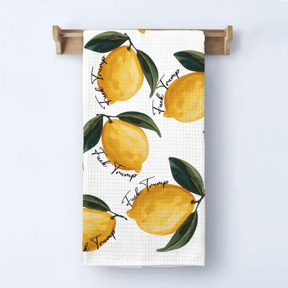 Lemons & Attitude Kitchen Towel Gift Friends Family - Funny Political Home Decor - F*Ck Donald Tru Towel - Lemons Dishes Towels - Soft & Absorbent Kitchen Towels for Anti President